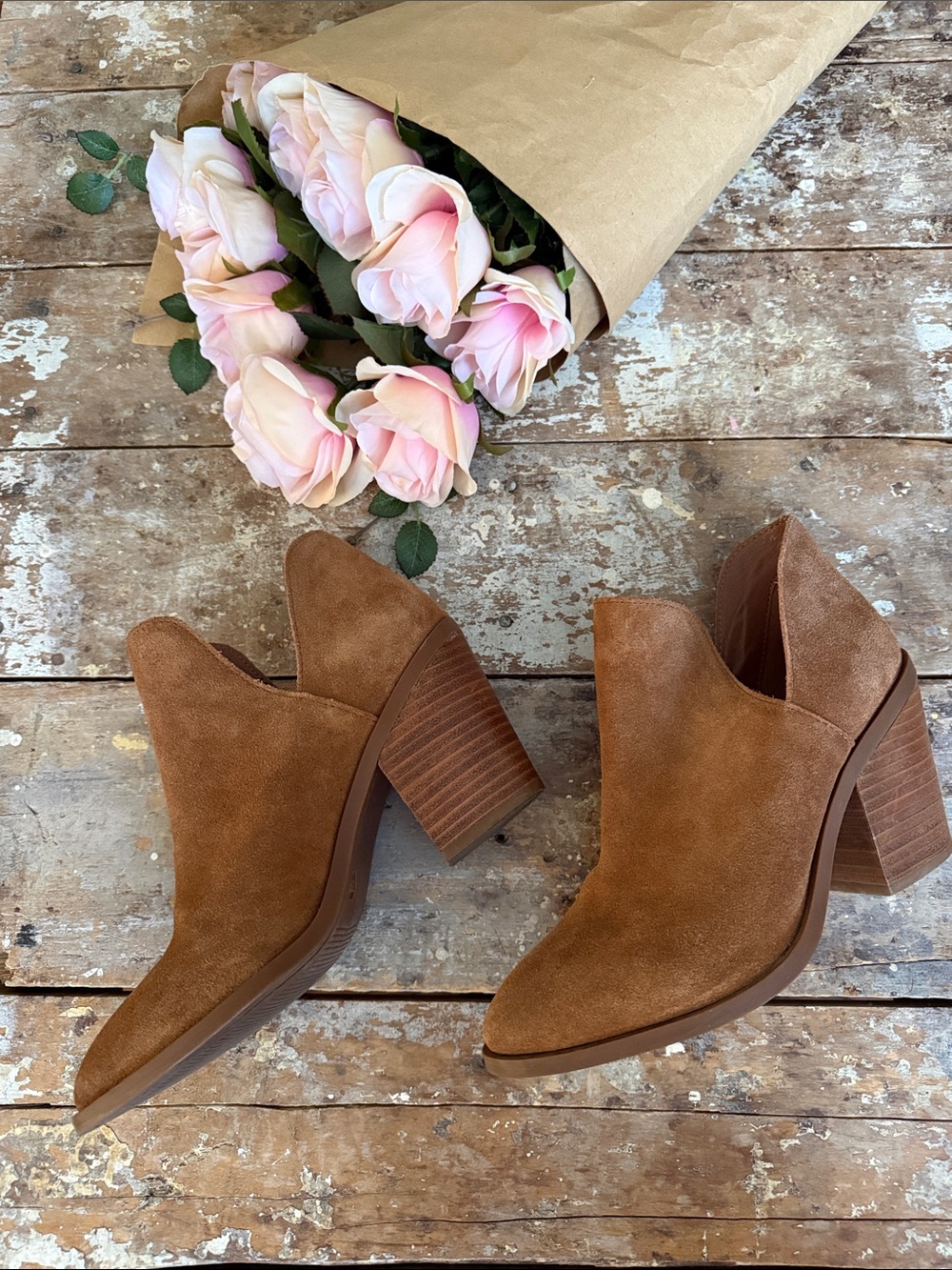Steve Madden Aker Brown Suede Block Heel Ankle Boots - Western Women